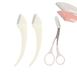 Beginner's Safety Eyebrow Razor - Stainless Steel Crescent Blade with Micro-Guard, Easy Eyebrow Shaping Women Makeup Tools for Beginners Makeup Lover (white) (jingruojixiea, neuf)