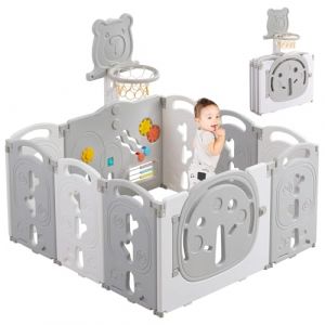 Dripex Parc pliable pour bébé, 113 x 113 cm, avec planche à jouets, en plastique, gris (Dreamome FR, neuf)