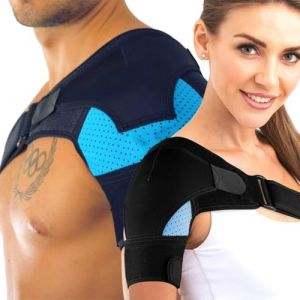 OIXYAZ OIXYA Epauliere tendinite epaule, Attelle de soutien de l&rsquo;&eacute;paule avec coussinet de pression pour hommes et femmes, attelle epaule r&eacute;glable de la coiffe des rotateurs（Bleu） (Yaanipa OU, neuf)