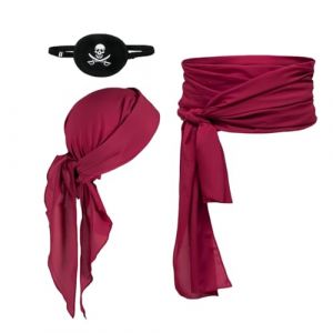 Proumhang Set d'accessoires de Costume de Pirate Ceinture Pirate Bandeau Ceinture de Taille Capitaine Pirate Large Ceinture Médiévale Foulard Bandanas avec Cache-œil pour Halloween Enfants Adultes (labellevie_NO1, neuf)