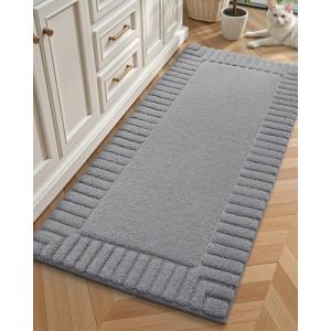 COLOR&GEOMETRY Tapis de Bain Antidérapant 60 x 110 cm, Tapis Salle de Bain Long Microfibre Absorbant, Tapis Baignoire Doux Lavable en Machine pour Salle de Bain, Douche, Baignoire (Gris Foncé) (ColorG, neuf)