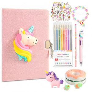 homicozy Journal Intime Fille avec Cadenas, 64 Pi&egrave;ces Glitzer Cahier Set de Cadeau Licorne Fille, Carnet Secret avec &eacute;couteurs, 8 Paillettes Feutres, Autocollants, Papeterie pour Enfants 6 7 8 9 Ans (JXYMYB, neuf)