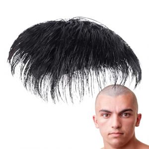 Perruque courte noire naturelle pour homme - Perruque noire courte naturelle pour homme - Avec clip - Remplacement de cheveux ronds - Pour homme souffrant de perte de cheveux (linznmz, neuf)