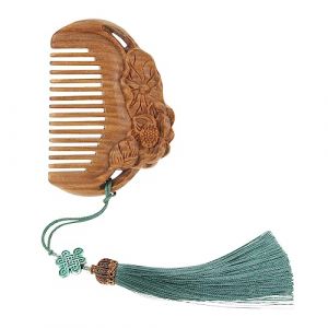 GALPADA Peigne &agrave; Cheveux Sculpt&eacute; En Bois De Sandale Lotus Taille Moyenne Massage Cuir Chevelu Femmes Usage Quotidien Domicile Voyage (Hargrove Hare, neuf)