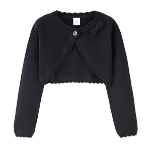 Proumhang Cardigan Bolero Shrug pour Filles Chandails &agrave; Manches Longues en Coton Tricot&eacute; Ch&acirc;le &agrave; Un Bouton Veste Sweatshirt Manteaux Robe Couvrante pour Enfants 3-10 Ans Noir 160 (labellevie_NO1, neuf)
