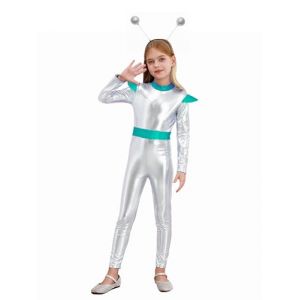 Lejafay Costume Soldat de L Espace pour Filles Singe Alien Holographique Avec Diad&egrave;me Alien Costume Cosplay Espace Ext&eacute;rieur 5-16 Ans Argent 15-16 ans (Lejafay Store, neuf)