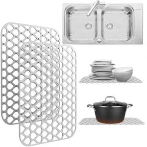 Lot de 2 protections d'&eacute;vier pour &eacute;vier de cuisine, 34 x 29 cm, tapis d'&eacute;vier de cuisine antid&eacute;rapants en silicone pour prot&eacute;ger le fond de votre &eacute;vier de cuisine ou votre &eacute;gouttoir en acier (XIANGYU SHOP, neuf)