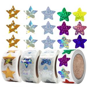 Autocollant Étoiles Dorées Stickers étoiles Dorées Gommettes Etoiles Brillantes pour les Enfants, les étudiants, les Enseignants, les Fournitures de Récompense, L'artisanat 4 Rouleaux (YNROU, neuf)