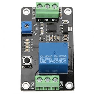 TRM01 Module de Relais Minuterie Multifonctionnel avec Délai Marche Arrêt Autobloquant, Disponible en DC 5V/12V/24V (Kerindas, neuf)