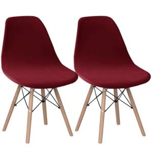 Levoberg Housse de Chaise Scandinave en Velours Lot de 2 Housses de Chaise de Salle &agrave; Manger Extensibles Couverture Protection Chaises Scandinaves Lavable pour Cuisine Maison H&ocirc;tel Rouge de vin (Levoberg-EU, neuf)