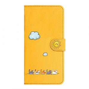 Nokverzy Coque pour Samsung Galaxy S7 Edge &Eacute;tui Housse Portefeuille Cuir Pochette Clapet Chat Motif Porte Carte Magn&eacute;tique Protection Cover Etui Rabat T&eacute;l&eacute;phone Portable pour Samsung S7 Edge Jaune (annuo, neuf)