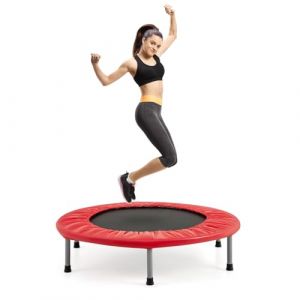 COSTWAY Trampoline Fitness Pliable &Oslash; 97cm, Charge 150 kg, Tapis en PP, 32 Ressorts en Acier, 6 Patins Antid&eacute;rapants, Trampoline Enfants Adultes Interieur, 360&deg; Protection (Rouge) (FDS GmbH, neuf)