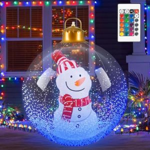 Starnearby Boule de Noel Géante Gonflable 60cm, Grosse Boule de Noël Lumineuse, Boule de Noël Gonflable en PVC étanche avec Télécommande, Décoration de Fête (Bonhomme de Neige) (Pasercvxzoreso, neuf)