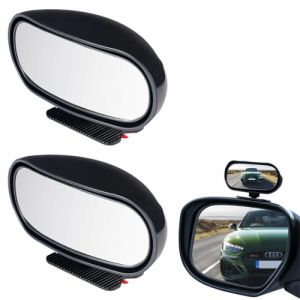YUVKIN 2pcs R&eacute;troviseurs Universels Angle Mort Voiture 360 Degr&eacute;s Miroirs Ext&eacute;rieurs pour Voitures, Camions, SUV, Auto-&eacute;cole, Accessoire de S&eacute;curit&eacute; (Noir) (HerEdit, neuf)