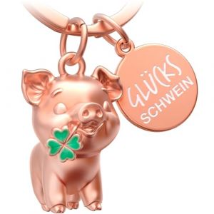 FABACH Porte-cl&eacute;s cochon porte-bonheur avec tr&egrave;fle - Cochon porte-bonheur pour bonne chance et succ&egrave;s - Cadeau de cochon, taille unique (Unique Elements GmbH, neuf)