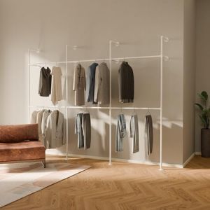 pamo penderie murale - capacit&eacute; de charge 460 kg - penderie ouverte ou porte-manteau en m&eacute;tal blanc industriel fabriqu&eacute; &agrave; partir des tuyaux d'eau (Sale.Lab, neuf)