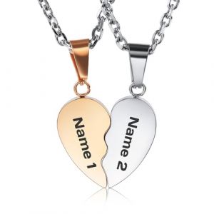 OTXIXTO Collier Personnalis&eacute; C&oelig;ur pour Hommes Femmes Puzzle C&oelig;ur Collier Assorti pour Couples Acier Inoxydable Gravure Nom/Date Ensemble Collier Pendentif Coeur avec Pierre de Naissance - A3 (OTXIXTO, neuf)