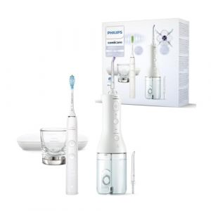 Philips Sonicare Jet dentaire sans fil Power Flosser 3000 et brosse &agrave; dents &eacute;lectrique DiamondClean 9000 - Nettoie les dents et les gencives et &eacute;limine la plaque dentaire, blanc (mod&egrave;le HX3886/41) (MK TRADE SIA, neuf)