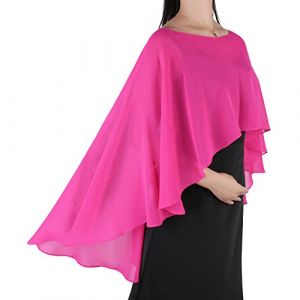 Ladiery Capes en mousseline de soie transparente pour femme, ch&acirc;les l&eacute;gers et enveloppements pour robe de soir&eacute;e, Rose rouge., taille unique (Ladiery, neuf)