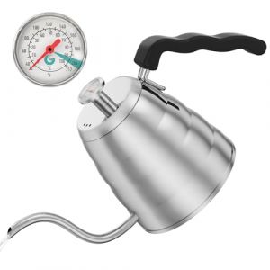 Coffee Gator Bouilloire &agrave; col de cygne avec Thermom&egrave;tre -1.2 L Bouilloire en Acier Inoxydable de Qualit&eacute; Sup&eacute;rieure pour Cafeti&egrave;re, Ccuisini&egrave;re avec bec verseur de pr&eacute;cision, pour Caf&eacute; goutte-&agrave;-goutte (Inversal, neuf)