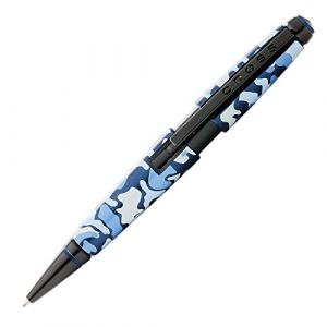 CROSS Stylo roller Edge Camo (largeur de ligne M, couleur de l'encre : noir, rechargeable, boîte cadeau haut de gamme) bleu (Santara stationery and business gift, neuf)