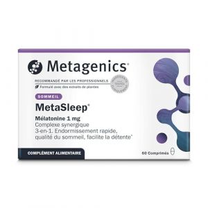 Metagenics MetaSleep - Endormissement et Sommeil - Mélatonine 1g, Valériane, Mélisse, Magnésium, Vitamines B6, B12-60 comprimés - 2 Mois (Metagenics EMEA, neuf)