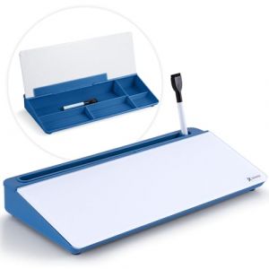 Varhomax Tableau blanc de bureau en verre avec rangement, organiseur de bureau effaçable à sec, tableau blanc pour liste de choses à faire pour la maison, le bureau et les fournitures scolaires (bleu) (Varhomax-EU, neuf)