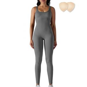 Merlvida Combinaison Femme Sport Sans Couture Jumpsuit Fitness Ajusté et Élastique Skinny Une Pièce Tenue Sportive Sexy Gym Survêtement Pour Sports Yoga Jogging (Merlvida Direct, neuf)