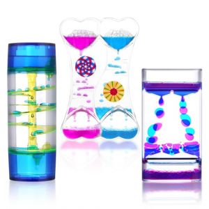 OSDUE Minuteur sensoriel Liquide, Liquid Motion Timer Bubbler, Lot de 3 Jouets sensoriels pour la Relaxation minuteur, pour soulager Le Stress Sablier, Cadeaux pour Adultes et Enfants (Yunnli, neuf)