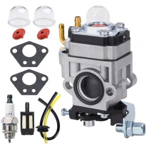 Carburateur pour 52cc 49cc 43cc Débroussailleuse, JRISBO Carburateur de Moteur de Débroussailleuse pour BU-KO 52 CC Accessoires Carbu Kit avec Joint, Bougie, Filtre à Essence (TUTAF TOOL, neuf)