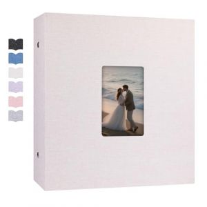 Ruibytree Album Photo Pochettes 10x15 pour 1000 Photos, Extra Grand Format, Couverture en Lin avec Fen&ecirc;tre Avant, Accueille Photos Horizontal et Vertical, Id&eacute;al pour Famille, Mariage (Beige) (Ruibtree-FR, neuf)