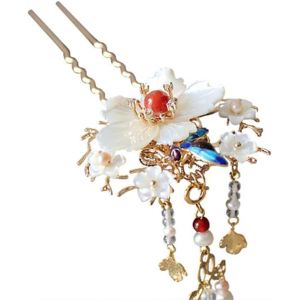 Épingles à cheveux de mariage nuptiales faites à la main, épingle à cheveux de mariage, épingles à cheveux de mariée, épingle à cheveux faite à la main et épingle à cheveux frangée Hanfu Coiffe abeill (ZPPXW, neuf)