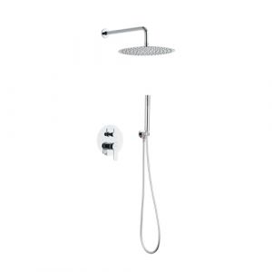 Cofan Ensemble de douche encastr&eacute; avec conception ronde et finition chrom&eacute;e | Pulv&eacute;risateur avec 2 fonctions | Douche mitigeur 2 voies | Installation murale | Pulv&eacute;risateur et poign&eacute;e inclus (Cofan, neuf)