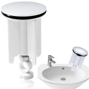EJRUP 1 Pi&egrave;ces Bouchon de vidange Universel pour lavabo,Bouchon Evier Salle de Bain 40mm,Bonde r&eacute;glable en Laiton chrom&eacute; Blanc,Bouchon Baignoire,pour Lavabo,Bidet,Salle Bain,Cuisine (Anilalowbility, neuf)