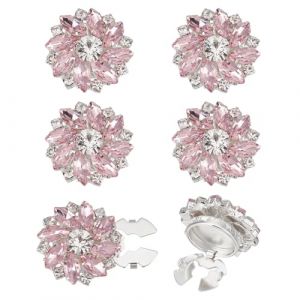 FINGERINSPIRE 6 Pcs Boutons de Manchette en Cristal Rose pour Femme Boutons de Manchette en Cristal Rose 25,5mm Diam&egrave;tre Bouton de Manchettes Alliage D&eacute;tachables en Forme de Fleur pour D&eacute;cor Chemises (FINGERINSPIRE FR, neuf)