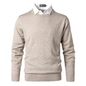 Harbrosrce Pull Homme Col de Faux Chemise Manches Longues Thermal sous-Pull Basique Tricot Pullover Pulls Chauds Aotonne Hiver Pull-Over (Harbrosrce, neuf)