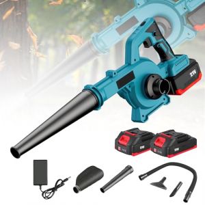 Souffleur de Feuilles sans Fil, Souffleur à Batterie avec 2 Buses, 6 Vitesse Variable, Débit d’Air 360 m³/h, Souffleur Électrique pour Nettoyer Les Feuilles Mortes, la Saleté, la Neige (3000 mAh) (DONARU, neuf)