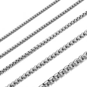 HSWUFCJY Femmes Hommes Acier inoxydable Argent Or Ferreux Boîte Chaîne Lien Collier Largeur 2-4 MM Longueur 45-70 CM (WYFCJY, neuf)