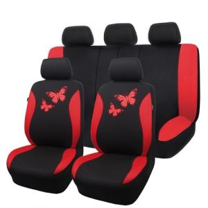 Flying Banner Housse de siège Auto en Maille Respirante, Motif Papillon coloré, Compatible avec Les airbags (Ensemble Complet, Rouge) (Flying Banner EU, neuf)