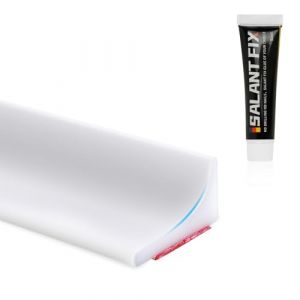 flintronic Seuil de Douche Barrage d'eau, 5M Barriere de Douche Silicone, Bande Imperm&eacute;able Pliable, Seuil de Douche Barri&egrave;re d'eau, Joint Barri&egrave;re Porte Douche pour Sol de Salle de Bain (Blanc) (XJYEU, neuf)