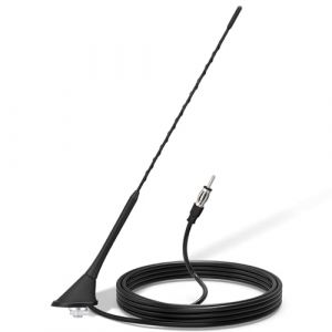 Bingfu Antenne Radio Voiture Antenne Autoradio FM/AM Universal Monture de Toit avec Base Montage, C&acirc;ble 5m, Connecteur Fiche DIN pour R&eacute;cepteur Unit&eacute; T&ecirc;te St&eacute;r&eacute;o SUV Camions Voiture (Bingfu-fr, neuf)