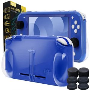 Orzly Coque pour Nintendo Switch Lite – Comfort Grip Case, Coque de Protection pour l'arrière de la Console Switch Lite avec poignées rembourrées & Support intégrées & Thumbgrips Inclus - Transparent (Syntiga Europe - FR, neuf)