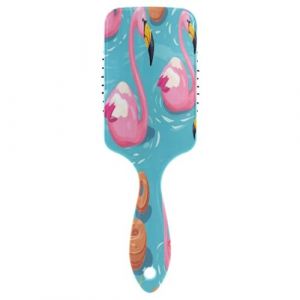 Brosse à cheveux avec coussin d'air - Flamant rose - Pour cheveux épais et démêlants antistatiques (DEJESJ, neuf)