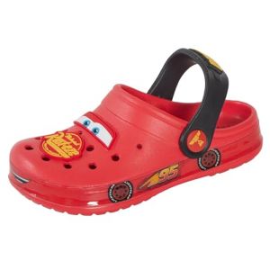 Disney Sabots Cars pour garçons avec breloques Flash McQueen Sliders avec sangle de cheville Chaussures de plage, rouge/jaune, 32 EU (Lora Dora, neuf)