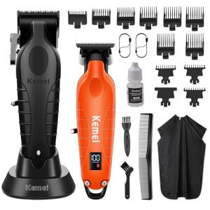 KEMEI Tondeuse &agrave; cheveux professionnelle sans fil pour homme avec &eacute;cran LED, 11 peignes de guidage (Kemei Professional Clippers, neuf)