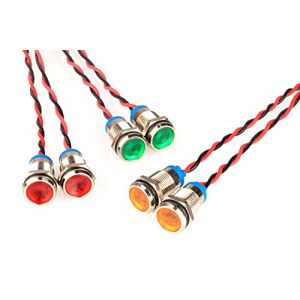 GUUZI 6pcs 220V-230V 10mm LED Panneau Pilote Dash Avertissement Voyant Lampe Pilote Dash Ampoules Directionnelles (Rouge/Jaune/Vert) (GUZI STORE, neuf)