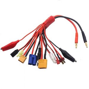 10 en 1 Adaptateur de Chargeur de Batterie RC avec connecteur &agrave; fiche Banane 4,0 mm pour TRX, Tamiya, EC3, JST, Futaba, XT60, T-Dean (FLY RC SHOP, neuf)