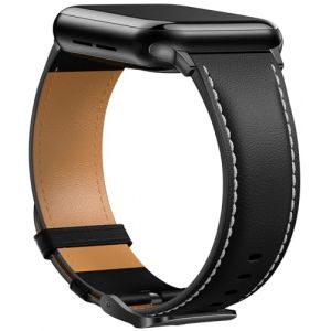 Laffav Bracelet en Cuir Compatible avec Bracelet Apple Watch 40mm 38mm 41mm Femme Homme, Remplacement en Cuir V&eacute;ritable pour Apple Watch iWatch Series 8 7 6 5 4 3 2 1 SE,Noir (YUnee-EU, neuf)