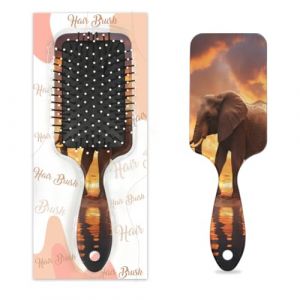 Entemne Brosse &agrave; cheveux pour femmes, hommes, filles, gar&ccedil;ons, jolie famille d'&eacute;l&eacute;phants d'Afrique, brosse de massage du cuir chevelu, peigne &agrave; coussin d'air pour cheveux humides et secs d&eacute;m&ecirc;lant (HHengY, neuf)