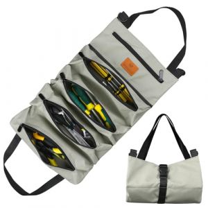 Sac à roulettes pour Outils, Sac à Outils en Toile pour Clés à Molette, Sac à roulettes Polyvalent avec 5 Poches à Fermeture éclair, Idéal pour Les Plombiers et Les électriciens (Vert) (Gris) (ARDA EREN  KAYA, neuf)